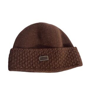 Coach Brown Wool & Cashmere Blend Youth Beanie w/ Gold Metallic Accents One Size